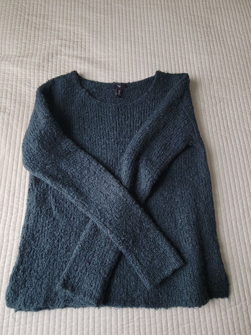 GAP Cozy Teal Blue Fuzzy Sweater - Picture 2 of 4